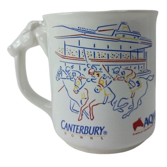 Canturbury Downs American Quarter Horse Race Coffee Cup/Mug Vintage - Picture 1 of 7
